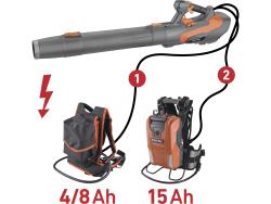 akkus lombfúvó gép, extra erős, szénkefementes, 60V (1900W),  AKKU és TÖLTŐ NÉLKÜL!