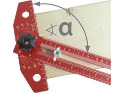 asztalos T-vonalzó és szögmérő, 350×190 mm, ALU, lézer gravírozott, mm beosztás