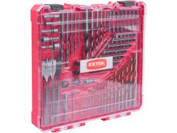 behajtó és fúró klt. 100 db Cr.V., lapos, PH, PZ, HEX, T és TTa illetve fa-, fém- és betonfúrók, műanyag tartóban