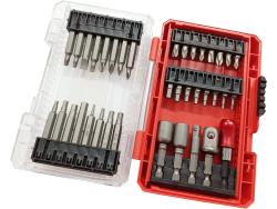 behajtó klt. 37 db Cr.V., lapos, PH, PZ, HEX, TTa, SQ, dugófej, bittartó szár,  műanyag tartóban