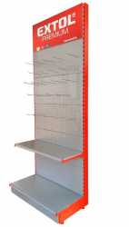 bemutató állvány ezüstszürke 250x100 cm, 2 db piros oszloppal  (tételenként szállítjuk, hívjon a pontos elérhetőségről!)