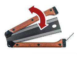 fafűrész, összecsukható, teljes/penge hossz: 300/140 mm, teflon bevonatú penge SK5 acélból, kétoldalas