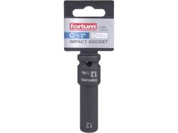 gépi (impakt) dugófej 1/2", 12 mm, L 78 mm, feketített, FORTUM