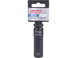 gépi (impakt) dugófej 1/2", 15 mm, L 78 mm, feketített, FORTUM