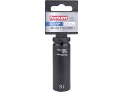 gépi (impakt) dugófej 1/2", 18 mm, L 78 mm, feketített, FORTUM