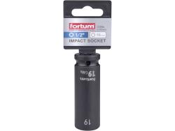 gépi (impakt) dugófej 1/2", 19 mm, L 78 mm, feketített, FORTUM