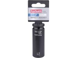 gépi (impakt) dugófej 1/2", 21 mm, L 78 mm, feketített, FORTUM