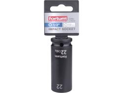 gépi (impakt) dugófej 1/2", 22 mm, L 78 mm, feketített, FORTUM