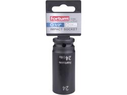 gépi (impakt) dugófej 1/2", 24 mm, L 78 mm, feketített, FORTUM