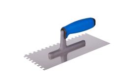 glettelőkanál  270×128×90mm rozsdamentes csempéző 10×10mm, SOFT gumi nyél poliamid lábon