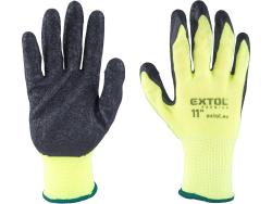 kötött kesztyű nylon, varrat nélküli, méret  11` latexbe mártott teny. és ujjhegy, gumírozott mandzsetta