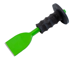 laposvéső, műanyag kézvédővel; 235mm, 75mm széles vágóél (18mm szár), edzett, hőkezelt szénacél