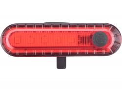 LED lámpa, biciklis, hátsó piros LED; 30 Lm, ABS ház, USB újratölthető beépített Li-ion polimer akku, 220 mAh