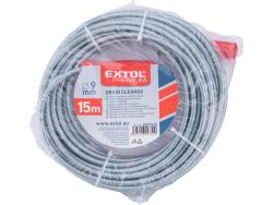 lefolyócső tisztító, 15m, 9mm átmérő,  kézi tekerővel, tisztító körömmel,  (1,9mm drótból sodorva)