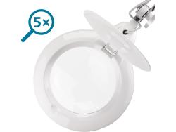 nagyító LED lámpa, asztali, Fehér, 10 W, 81 LED, 1000 Lm, 5× nagyítás; mechanikusan állítható rögzítés