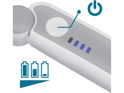 nagyító LED lámpa, kézi, összehajtható, 4× nagyítás; műanyag ház, USB tölthető akku