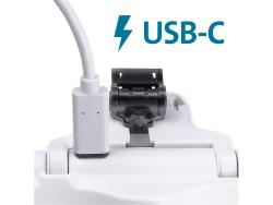 nagyító LED lámpa, szemüveg, 3,5× nagyítás; műanyag ház, USB tölthető akku